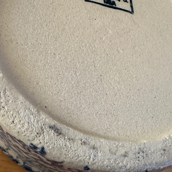 Robinson Ransbottom Pottery Stoneware Bowl Roseville Ohio Blue Cream 3" Height - Picture 6 of 9